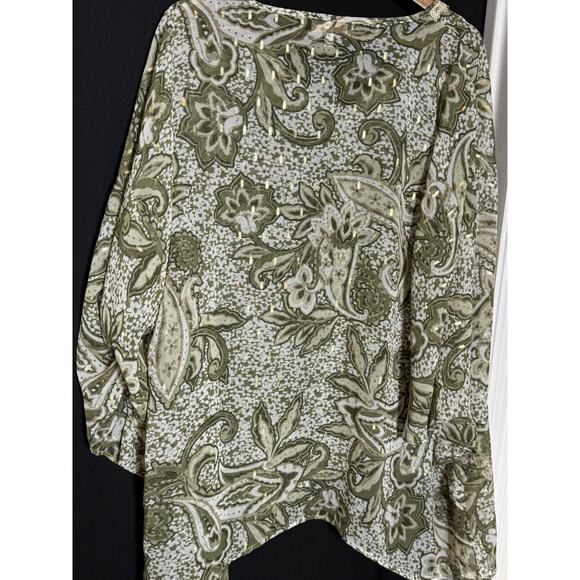 Stitch By Chennault Artsy Sheer, Size‎ XL-Boho Chic Fairy Paisley Green Gold - Picture 5 of 8